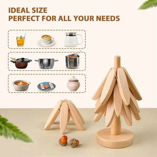 Wooden Tree Shape Coaster Set