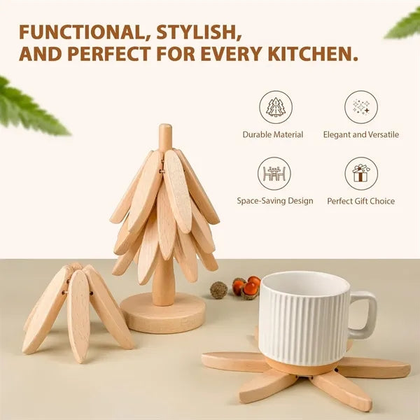 Wooden Tree Shape Coaster Set