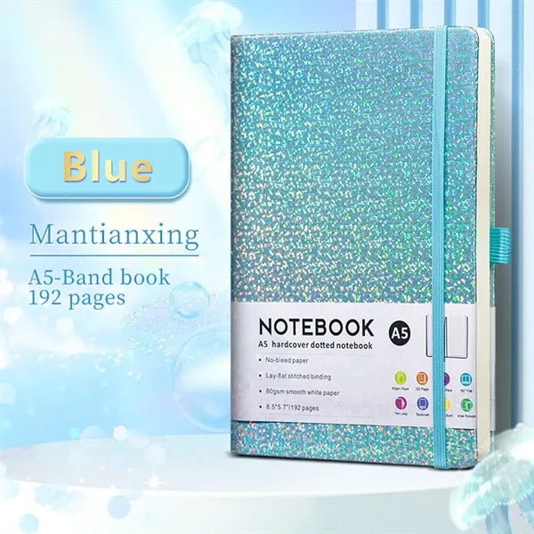 Iridescent Glitter Hardcover A5 Notebook w/ Ribbon Bookmark