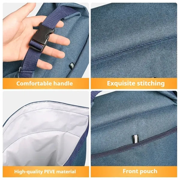 Picnic beach work durable roll-top insulated lunch tote bag