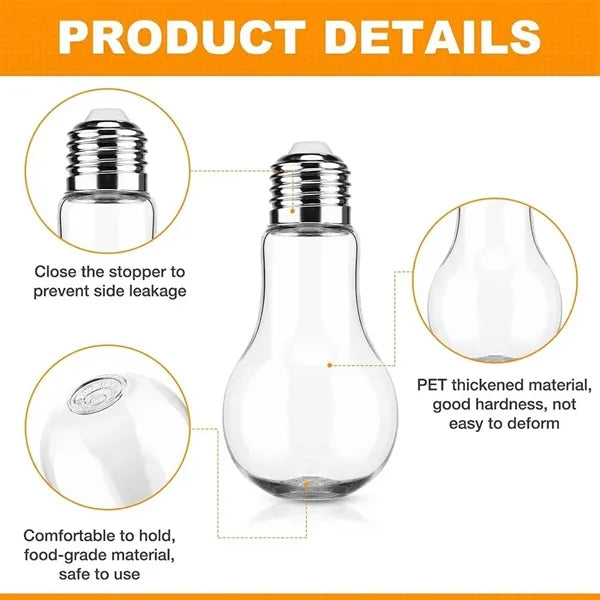 100ML Plastic Light Bulb Juice Drink Bottle Candy Decor Jar