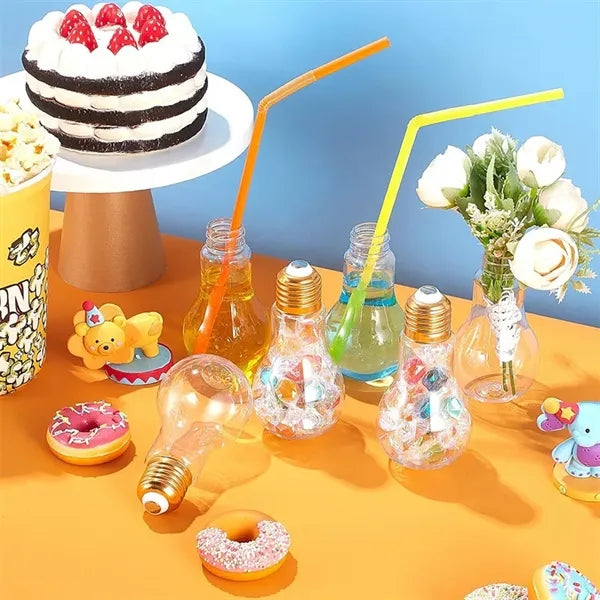 100ML Plastic Light Bulb Juice Drink Bottle Candy Decor Jar