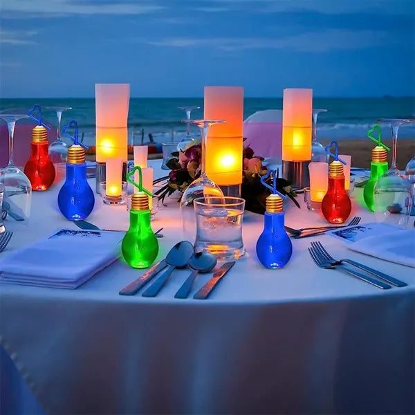 100ML Plastic Light Bulb Juice Drink Bottle Candy Decor Jar