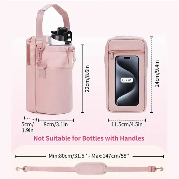 Water Bottle Carrier Strap Bag with Pocket for Storage