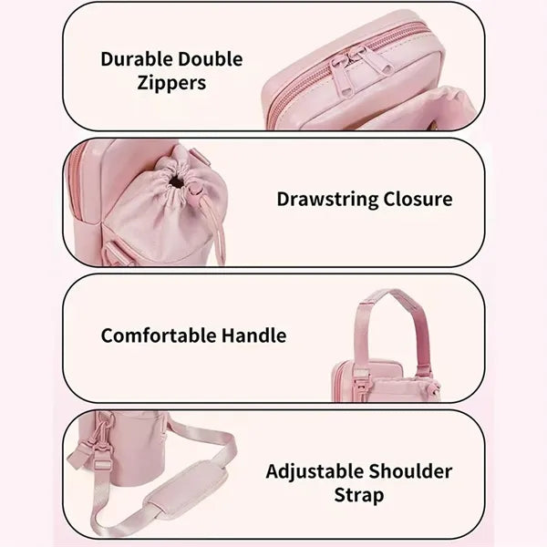 Water Bottle Carrier Strap Bag with Pocket for Storage