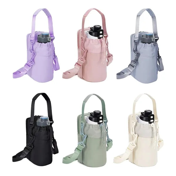 Water Bottle Carrier Strap Bag with Pocket for Storage