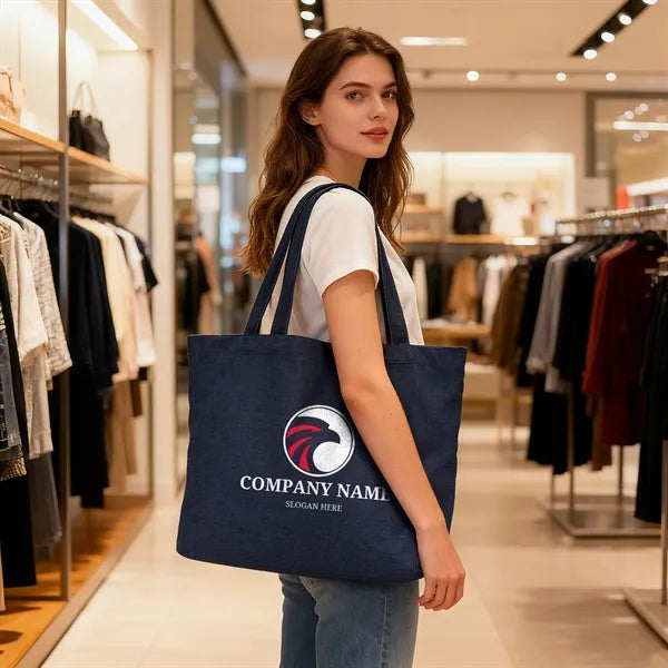 Heavyweight Soft Denim Canvas Tote with Bottom Gusset