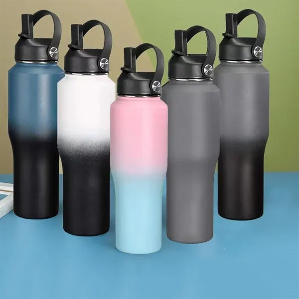 32oz Gradient Stainless Steel Sports Water Bottle with Straw