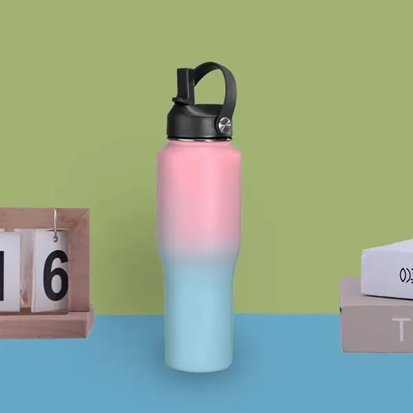 32oz Gradient Stainless Steel Sports Water Bottle with Straw