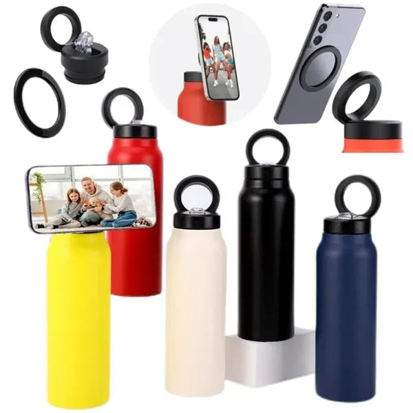 Stainless Steel Thermos w/ Magnetic Phone Stand
