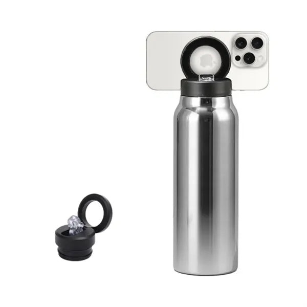 Stainless Steel Thermos w/ Magnetic Phone Stand