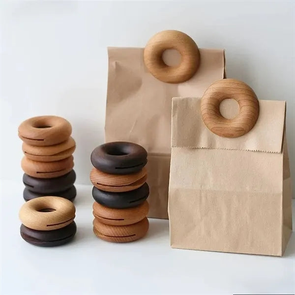 Kitchen home food storage chip bread wooden donut bag clip