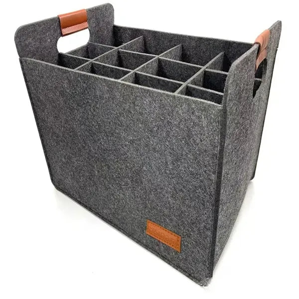 12 Bottle Wine Carrier With Divider Felt Storage Tote