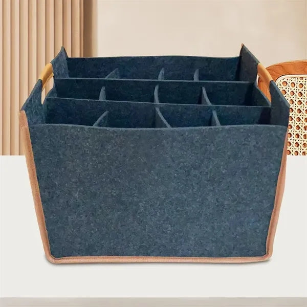 12 Bottle Wine Carrier With Divider Felt Storage Tote