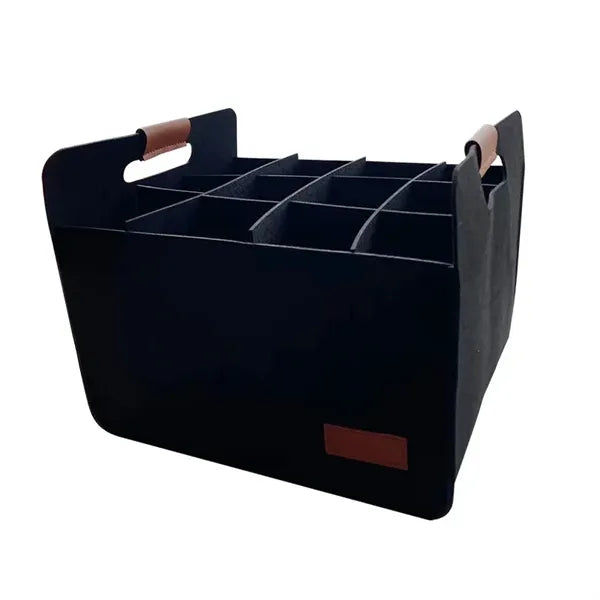 12 Bottle Wine Carrier With Divider Felt Storage Tote