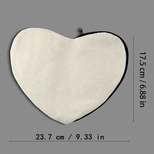 Heart Shaped Cotton Pencil Bag Zipper Pouch