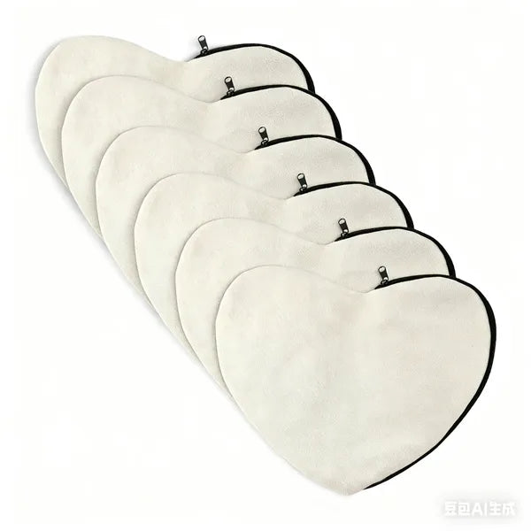 Heart Shaped Cotton Pencil Bag Zipper Pouch