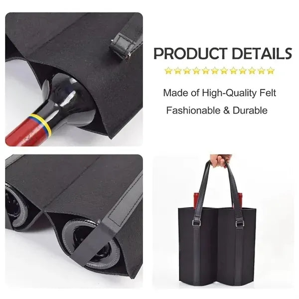 Felt 2 Bottle Wine Carrier Tote Gift Bags