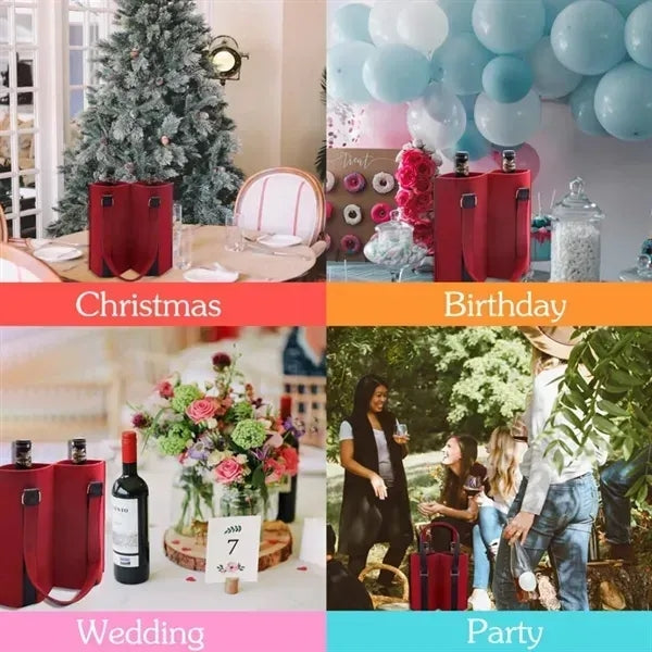 Felt 2 Bottle Wine Carrier Tote Gift Bags