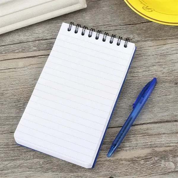 Office portable mini pocket spiral jotter notebook with pen