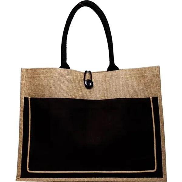 Natural Burlap Cotton Pocket Jute Tote Bags