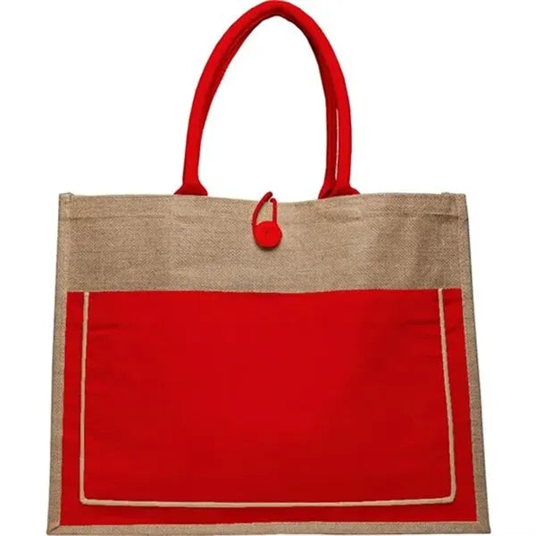 Natural Burlap Cotton Pocket Jute Tote Bags