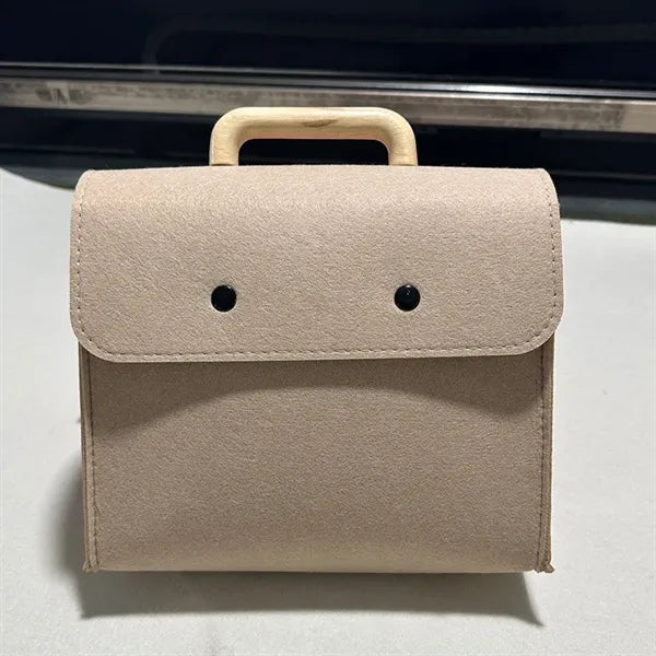 Wooden Handle Felt Tote Bag