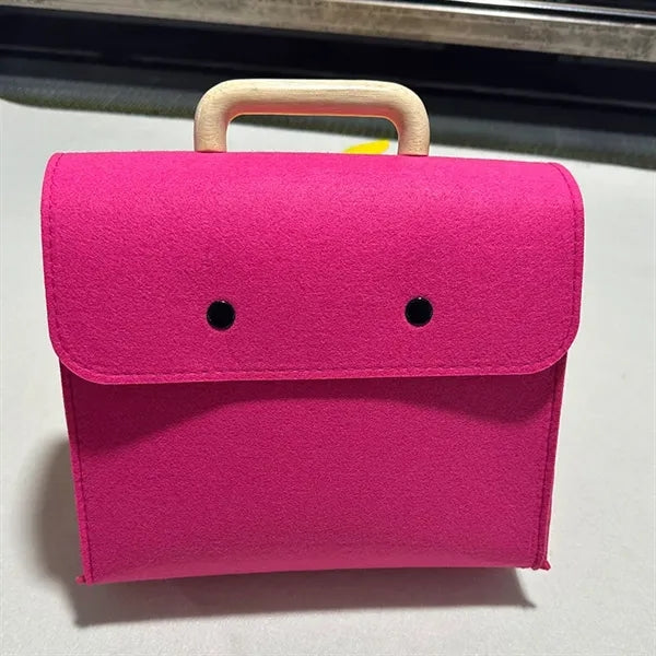 Wooden Handle Felt Tote Bag