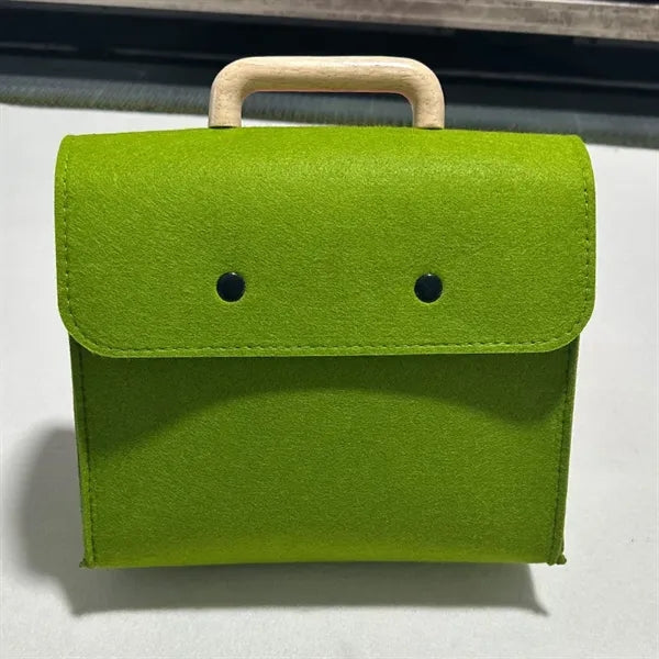 Wooden Handle Felt Tote Bag