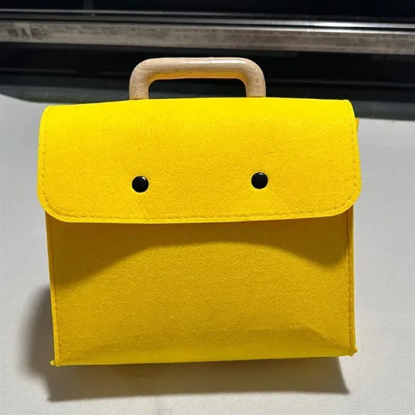 Wooden Handle Felt Tote Bag