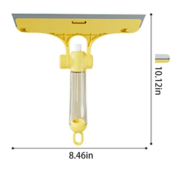 Self-contained spray double-sided three-in-one cleaning scra