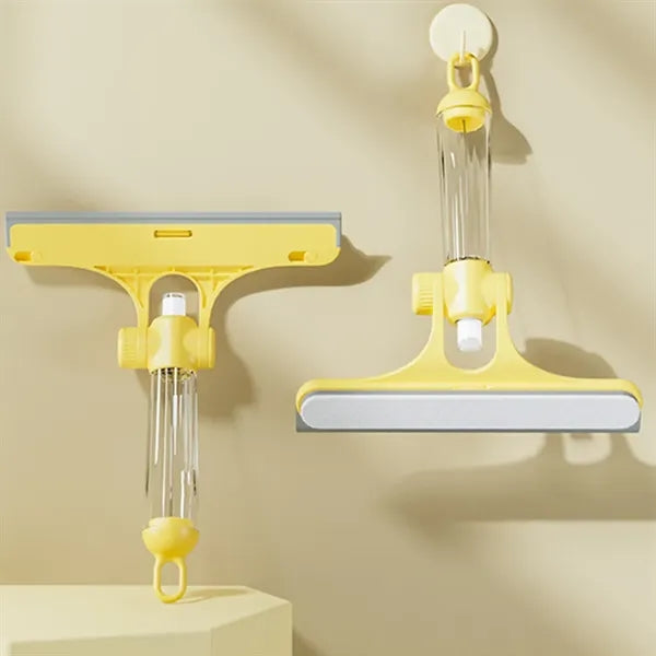 Self-contained spray double-sided three-in-one cleaning scra