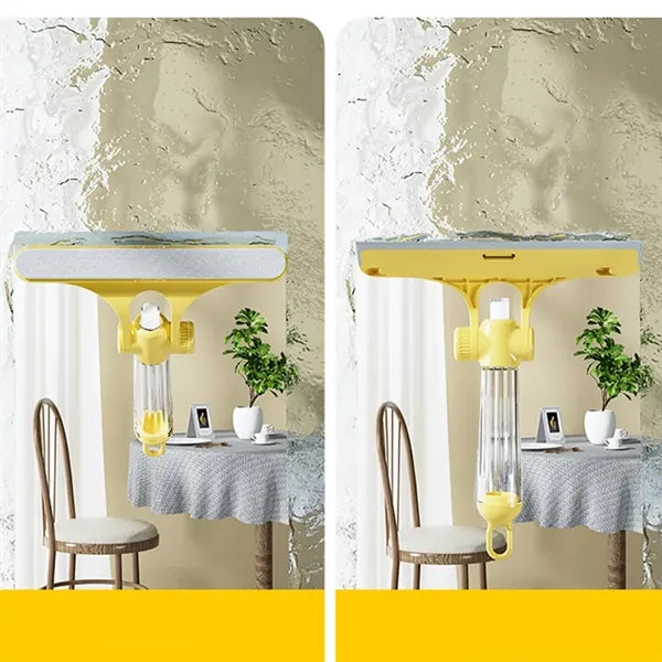 Self-contained spray double-sided three-in-one cleaning scra