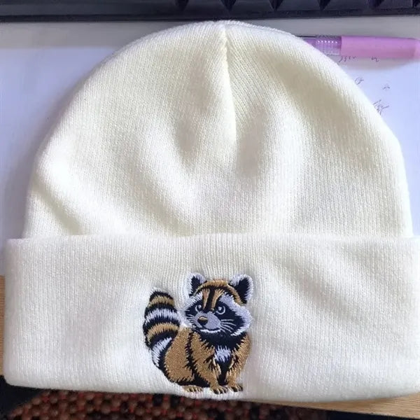 Unisex Winter No Cuff Polyester Embroidered Knit Hat