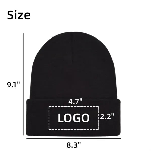 Unisex Winter No Cuff Polyester Embroidered Knit Hat