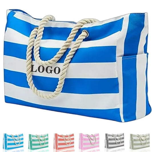 Large Waterproof Beach Tote Bag with Zipper