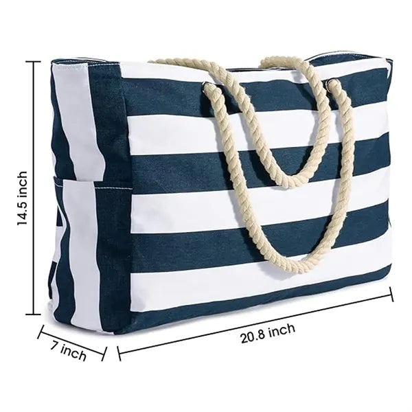 Large Waterproof Beach Tote Bag with Zipper