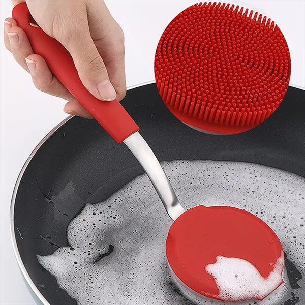 Silicone Pot Scrubber Brush Long Handle Non-Scratch