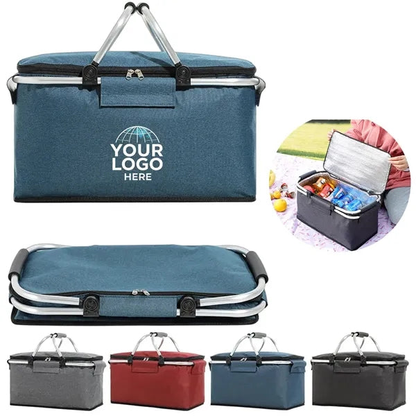 Insulated Cooler Foldable Picnic Basket with Handles