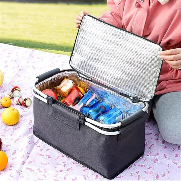 Insulated Cooler Foldable Picnic Basket with Handles