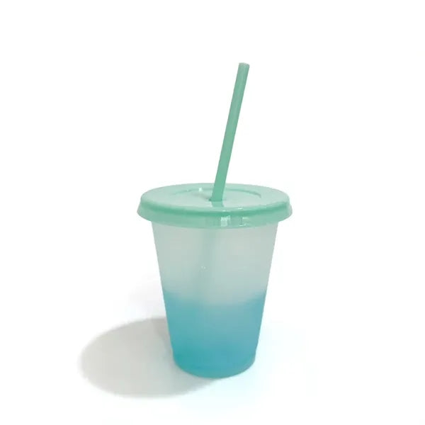 16oz PP Color Changing Cups With Lids & Straws