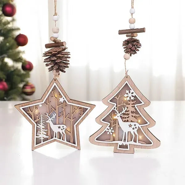 LED Illuminated Wooden Christmas Ornament