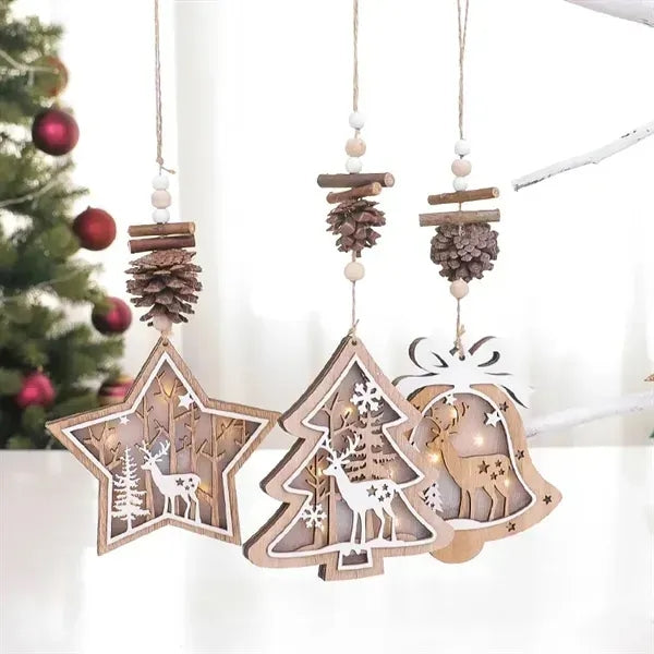 LED Illuminated Wooden Christmas Ornament