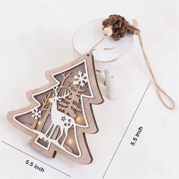 LED Illuminated Wooden Christmas Ornament