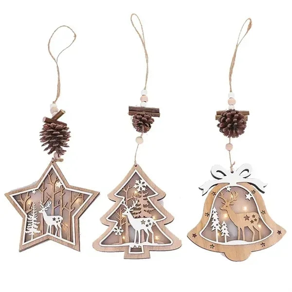 LED Illuminated Wooden Christmas Ornament