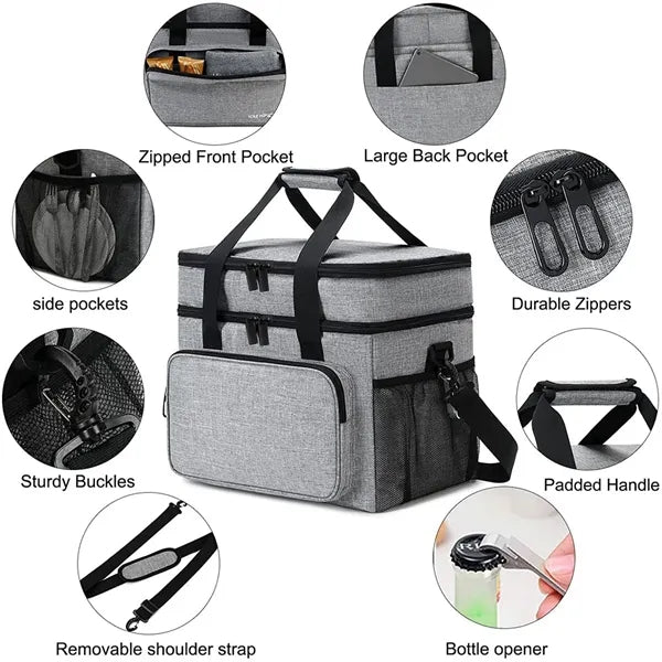 Double Deck Leakproof Insulated Cooler Bag
