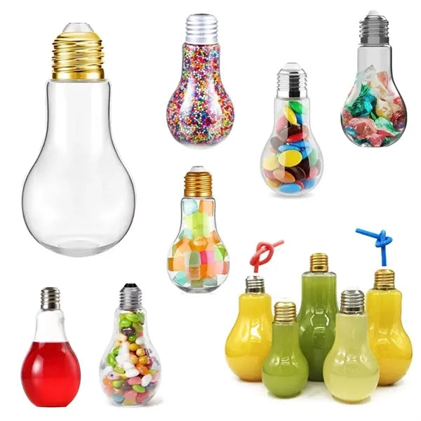 100ML Plastic Light Bulb Juice Drink Bottle Candy Decor Jar