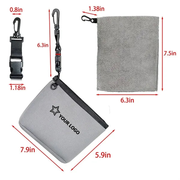 Golf Club and Ball Cleaning Pouch with Towel