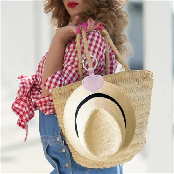 Heart-Shaped Leather Magnetic Hat Clip with Key Ring