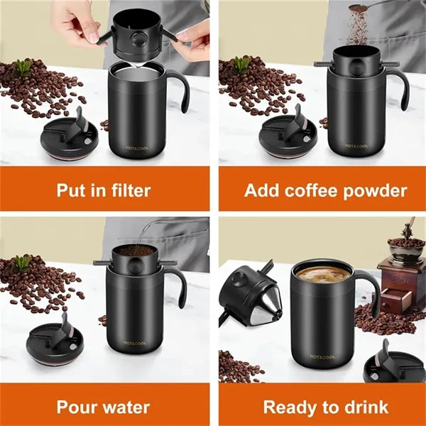 Portable Pour Over Coffee Mug Set with Foldable Filter